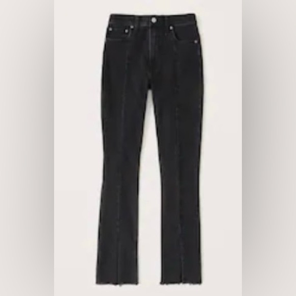 Abercrombie & Fitch Denim - Abercrombie & Fitch Black High Rise Split Hem Straight Leg Denim Jeans size 28L